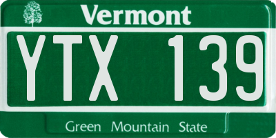 VT license plate YTX139
