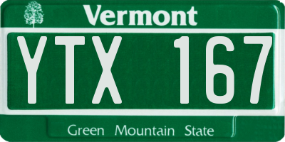 VT license plate YTX167