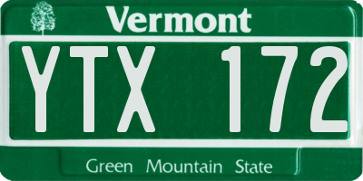 VT license plate YTX172