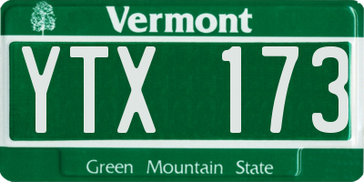 VT license plate YTX173