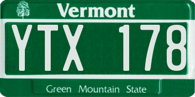 VT license plate YTX178