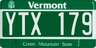 VT license plate YTX179