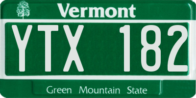 VT license plate YTX182