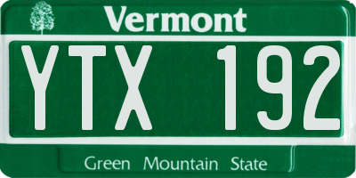 VT license plate YTX192