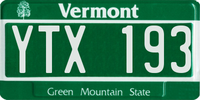 VT license plate YTX193