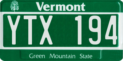 VT license plate YTX194