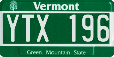 VT license plate YTX196