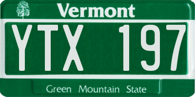 VT license plate YTX197