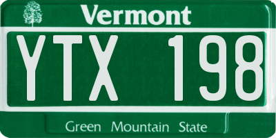 VT license plate YTX198