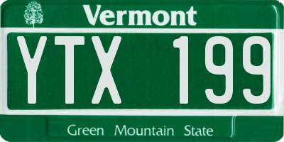 VT license plate YTX199