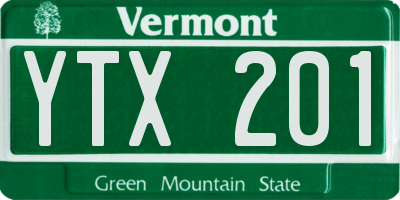 VT license plate YTX201