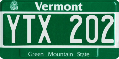 VT license plate YTX202