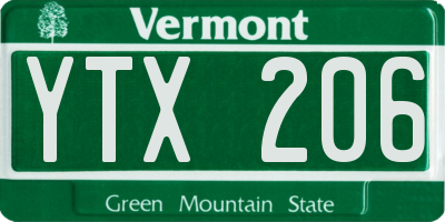 VT license plate YTX206