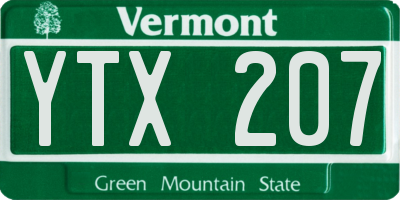 VT license plate YTX207