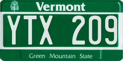 VT license plate YTX209