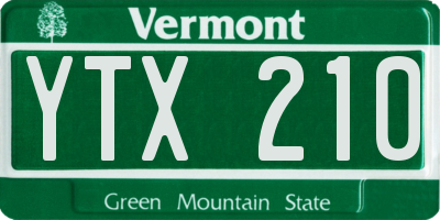 VT license plate YTX210