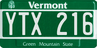 VT license plate YTX216