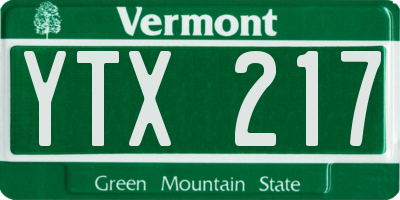 VT license plate YTX217