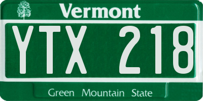 VT license plate YTX218