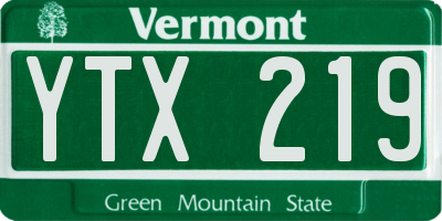VT license plate YTX219