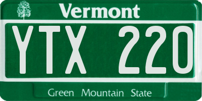 VT license plate YTX220