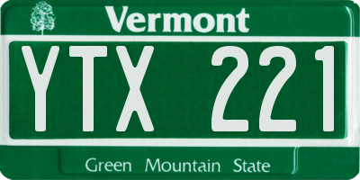 VT license plate YTX221