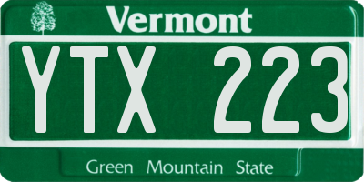 VT license plate YTX223