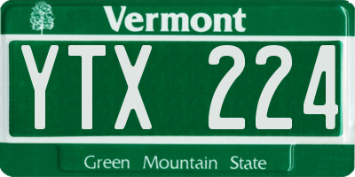VT license plate YTX224