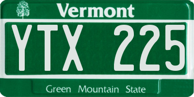 VT license plate YTX225