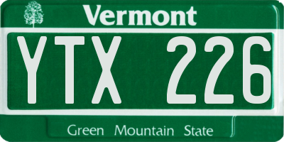 VT license plate YTX226