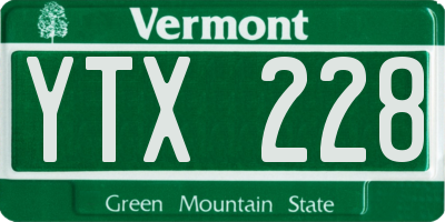 VT license plate YTX228