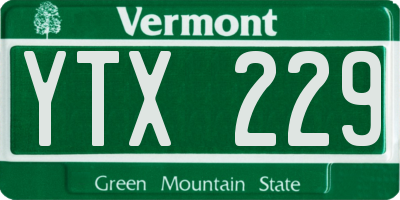 VT license plate YTX229