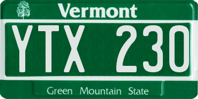 VT license plate YTX230