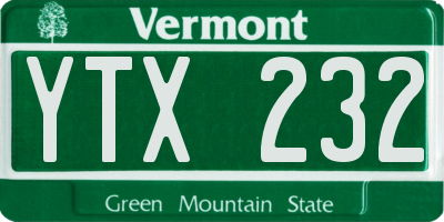 VT license plate YTX232