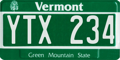 VT license plate YTX234