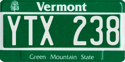 VT license plate YTX238