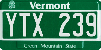 VT license plate YTX239