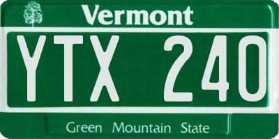 VT license plate YTX240