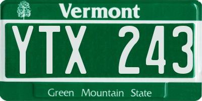 VT license plate YTX243