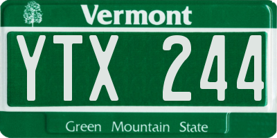 VT license plate YTX244