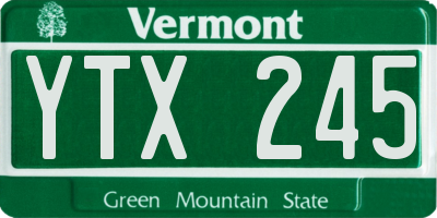 VT license plate YTX245
