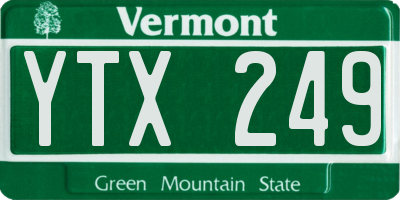 VT license plate YTX249