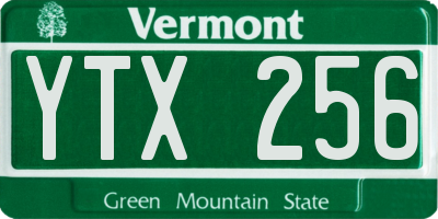VT license plate YTX256