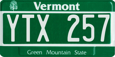 VT license plate YTX257