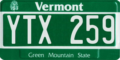 VT license plate YTX259