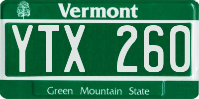 VT license plate YTX260