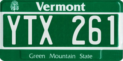 VT license plate YTX261