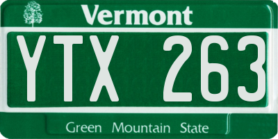 VT license plate YTX263