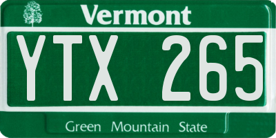 VT license plate YTX265