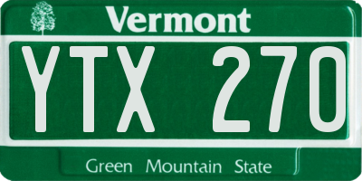 VT license plate YTX270